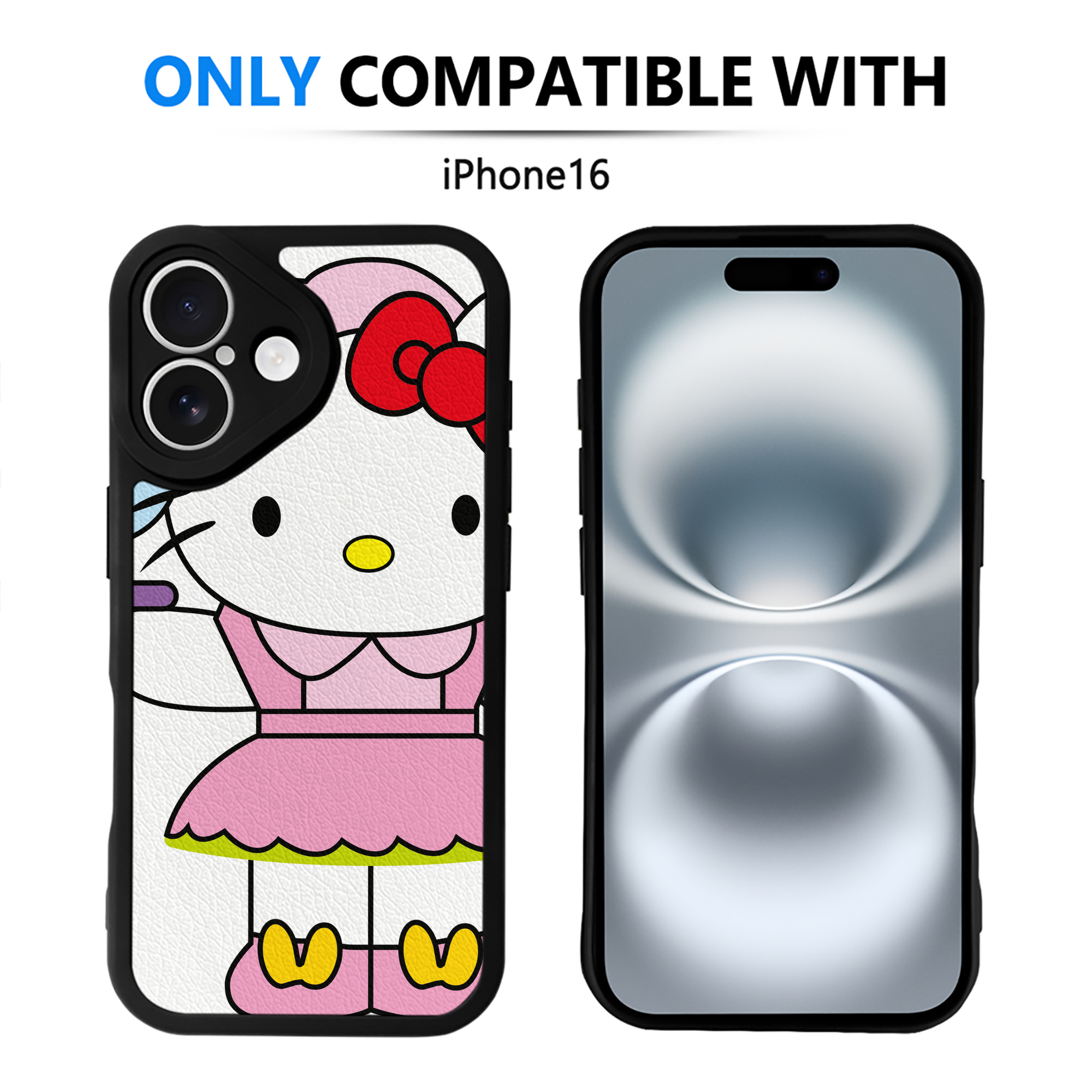 （画像用） Hello Kitty ハローキティ 【iPhone 16シリーズ対応】シリコンスマホケース（レザー調） 材質：シリコン